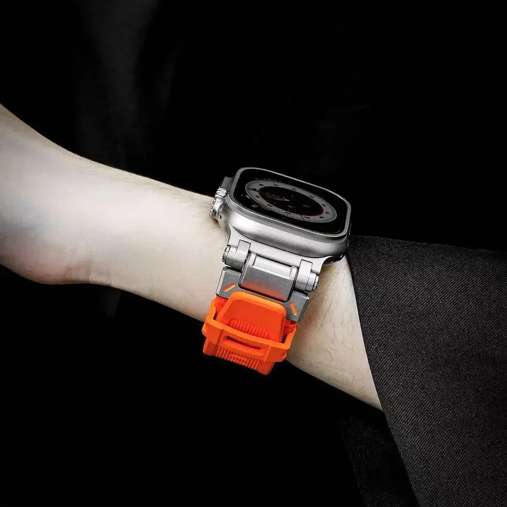 Apple Watch Ultra 49mm 스트랩 44mm 45mm 46mm 남성용 스포츠 스트랩 Iwatch 시리즈 10 9 8 7 6 5 Se 럭셔리 팔찌 용 싱글 투어 밴드