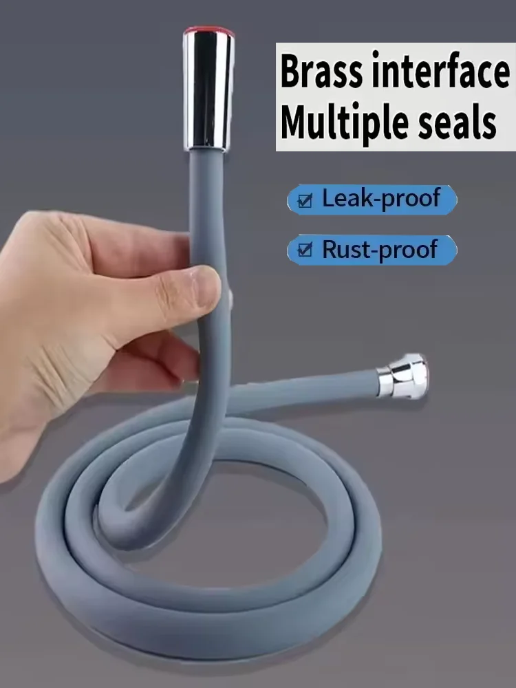 새로운 1.5/2/3M 실리콘 샤워 헤드 호스 유연한 안티 와인딩 파이프 고압 강력한 샤워 튜브 욕실 수도꼭지 액세서리 title=새로운 1.5/2/3M 실리콘 샤워 헤드 호스 유연한 안티 와인딩 파이프 고압 강력한 샤워 튜브 욕실 수도꼭지 액세서리