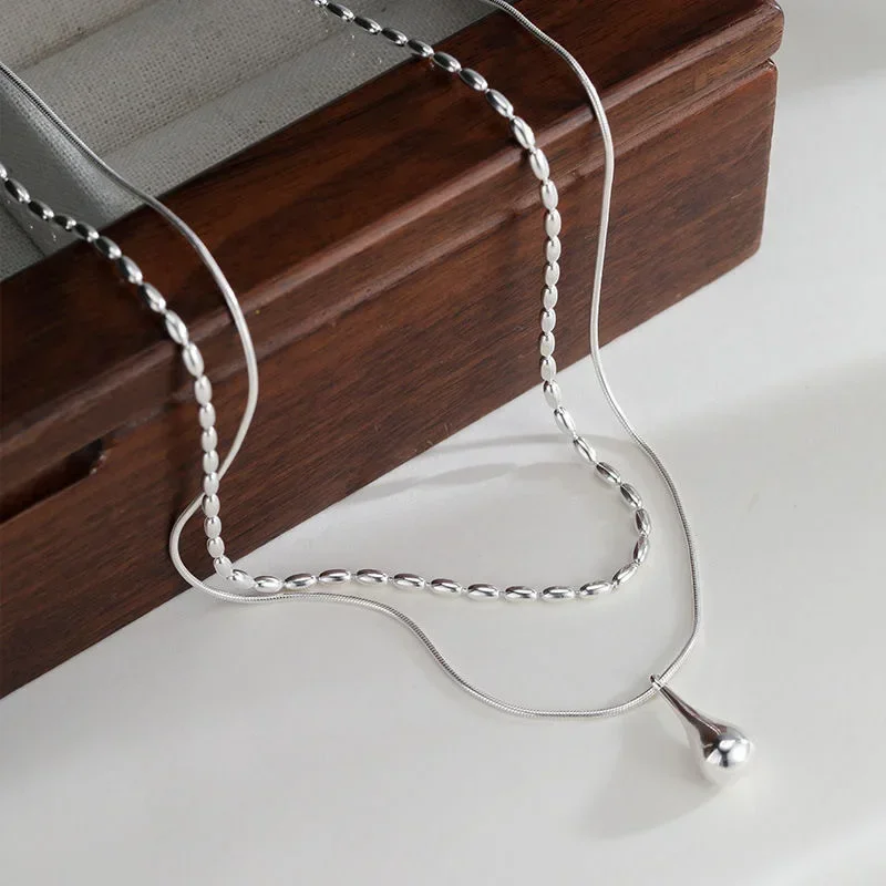 여성용 드롭 펜던트 목걸이, 더블 칼라 체인, 패션 고급 주얼리 선물, 심플한 디자인