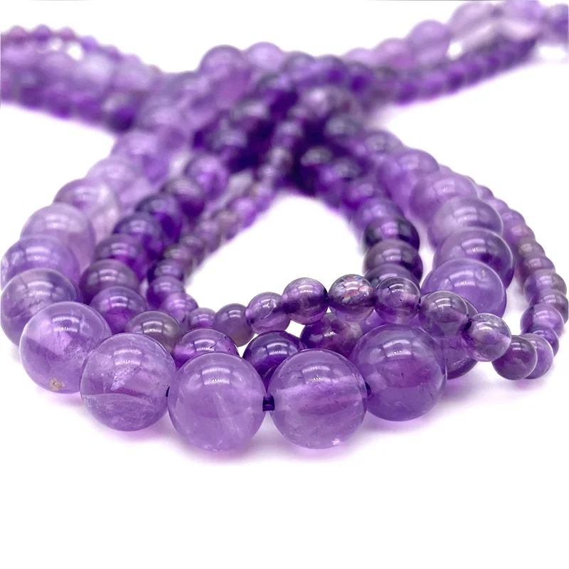 주얼리 제작용 루즈 라운드 비즈, 천연 스톤 비즈, 자수정 아마조나이트 마노 옥, 팔찌 목걸이 DIY, 4mm, 6mm, 8mm, 10mm