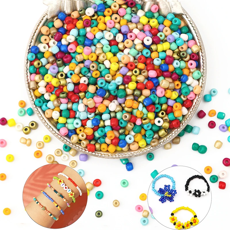 2/3/4mm 고품질 내마모 균일한 솔리드 컬러 유리 쌀 구슬 - 수제 DIY 주얼리 제작용 (팔찌/목걸이)