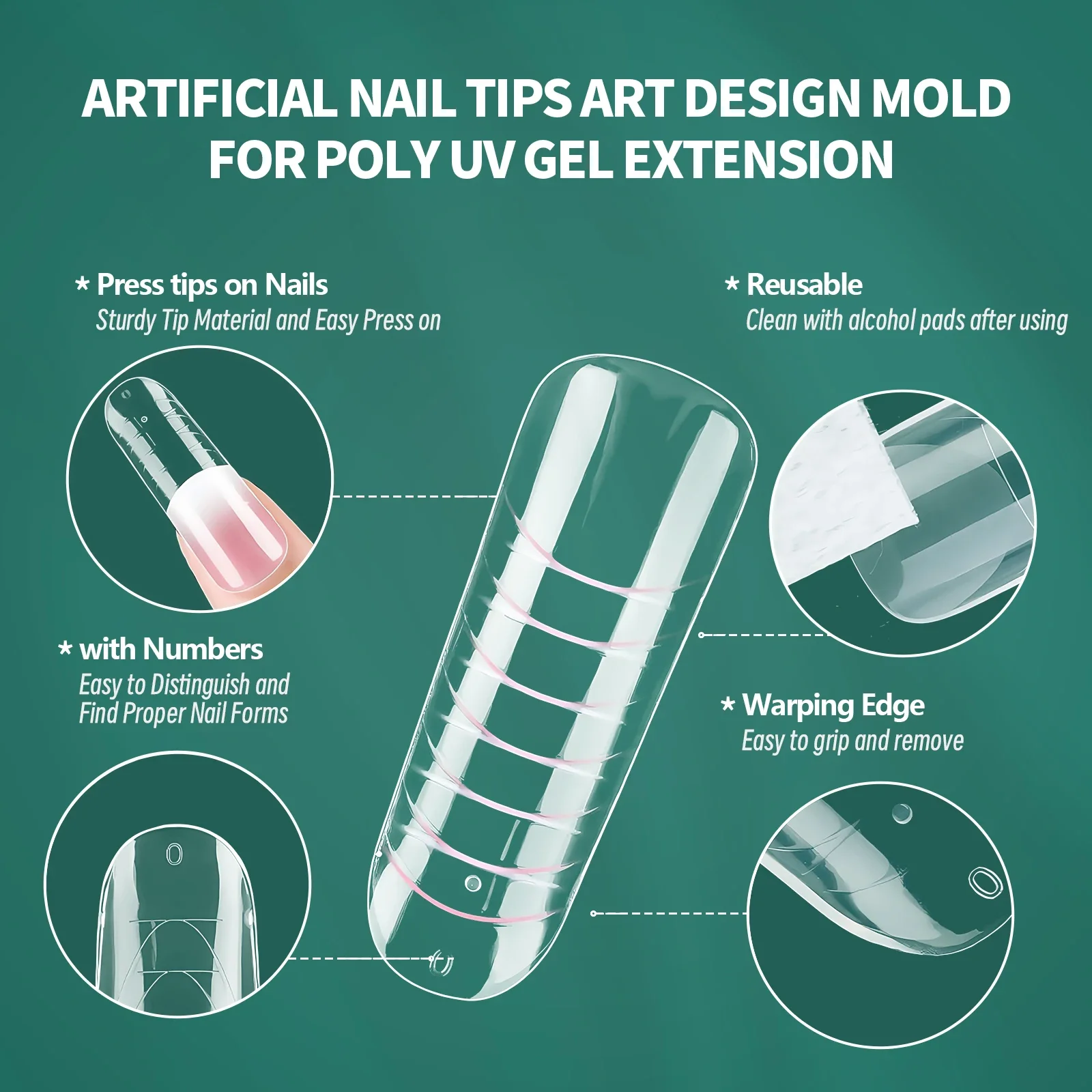 네일팝 컬러 네일 듀얼 폼 세트 폴리젤용 풀 네일 폼 재사용 가능한 네일 팁 네일 연장 폼 아크릴 네일 듀얼 폼
