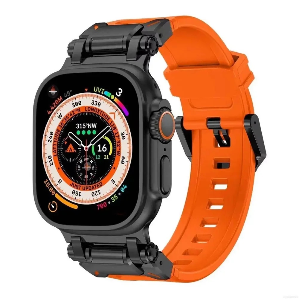 Apple Watch Ultra 49mm 스트랩 44mm 45mm 46mm 남성용 스포츠 스트랩 Iwatch 시리즈 10 9 8 7 6 5 Se 럭셔리 팔찌 용 싱글 투어 밴드