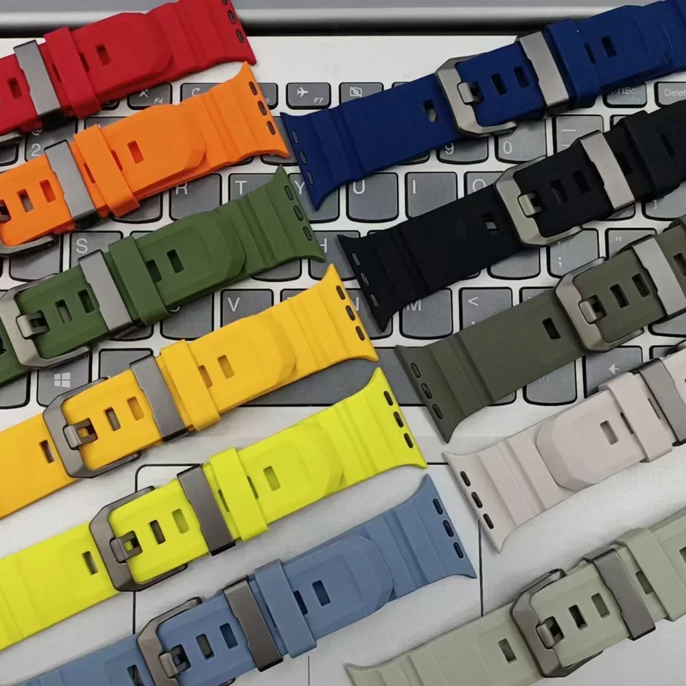 Apple Watch Ultra 2 용 트레일 실리콘 밴드 iWatch 시리즈 10 Ultra 9 8 7 6 SE 용 49mm 스트랩 46mm 45mm 44mm 42mm 스포츠 팔찌