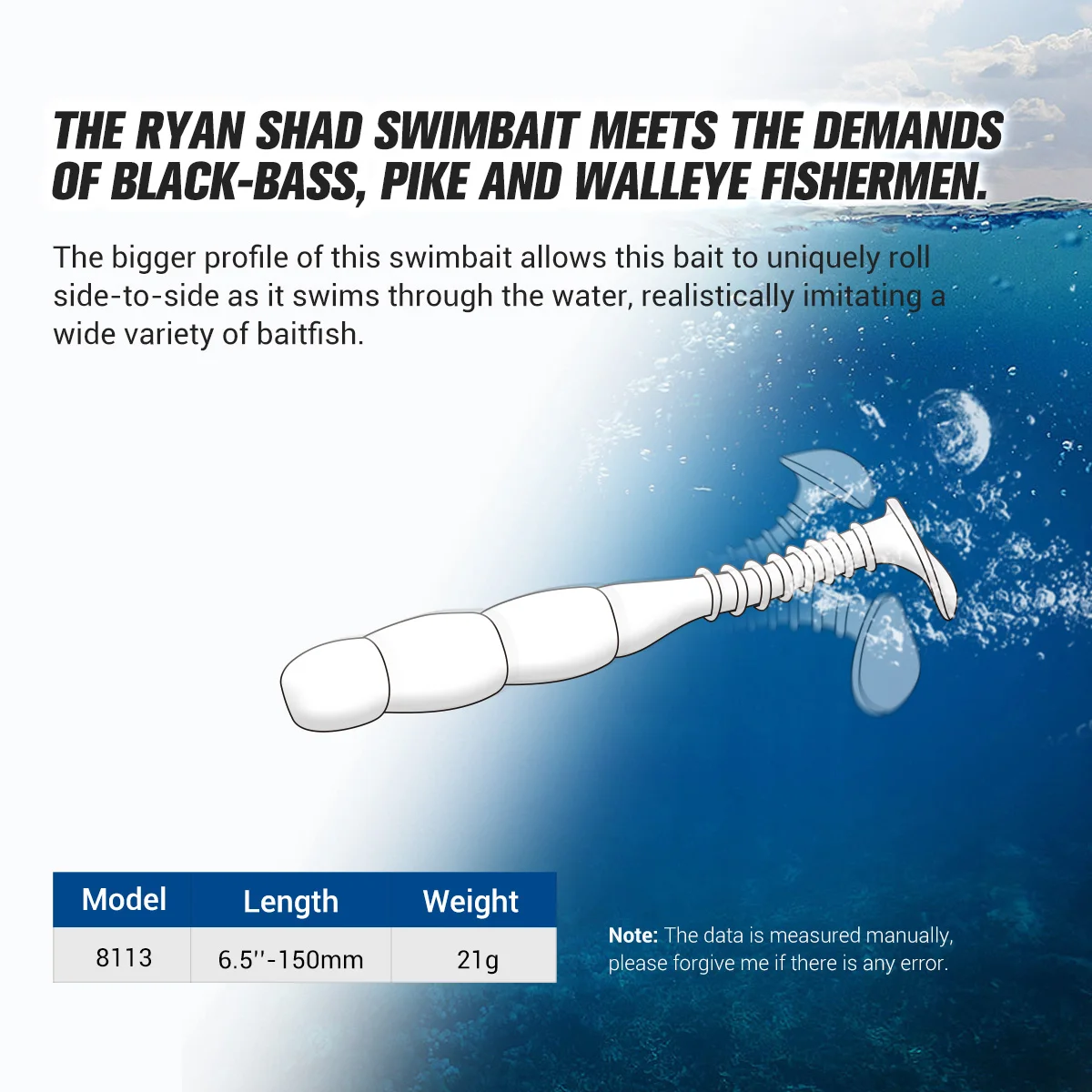 Noeby Ryan Shad Swimbait 150mm 21g 소프트 미끼 실리콘 Swimbait 지그 헤드 미노우 인공 미끼베이스 파이크 퍼치 낚시 미끼
