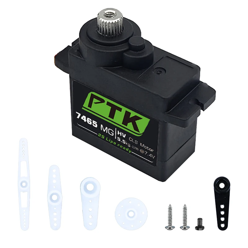 PTK 7465W MG 9g 디지털 서보 메탈 기어 방수 HV 5kg 고정 날개 RC 자동차 헬리콥터 로봇 서보 180 ° 1/8 서보
