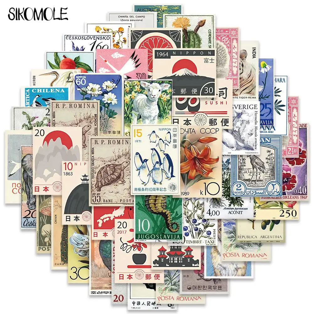 10/30/50PCS 만화 레트로 아트 스탬프 스티커 일본식 DIY 여행 수하물 기타 냉장고 노트북 낙서 스티커 아이 데칼 title=10/30/50PCS 만화 레트로 아트 스탬프 스티커 일본식 DIY 여행 수하물 기타 냉장고 노트북 낙서 스티커 아이 데칼