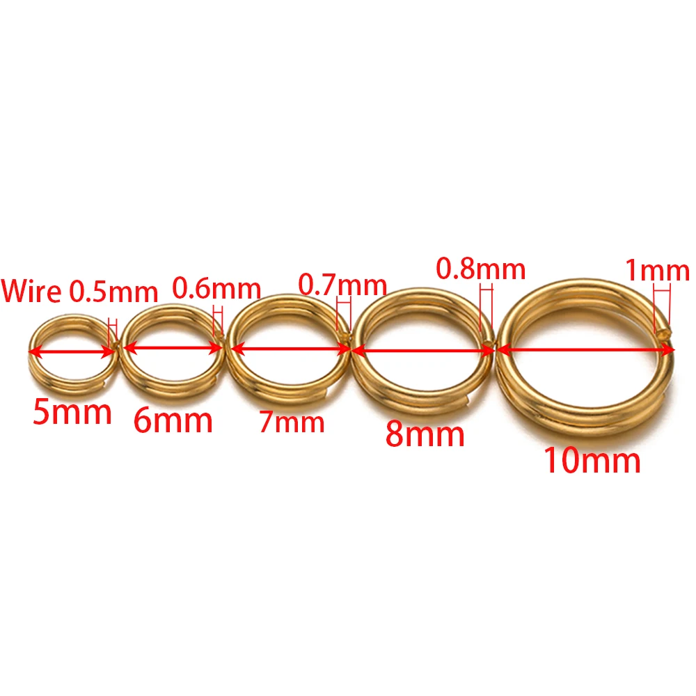50-100pcs 스테인레스 스틸 더블 루프 오픈 점프 링 골드 분할 링 커넥터 DIY 쥬얼리 결과 만들기 도매