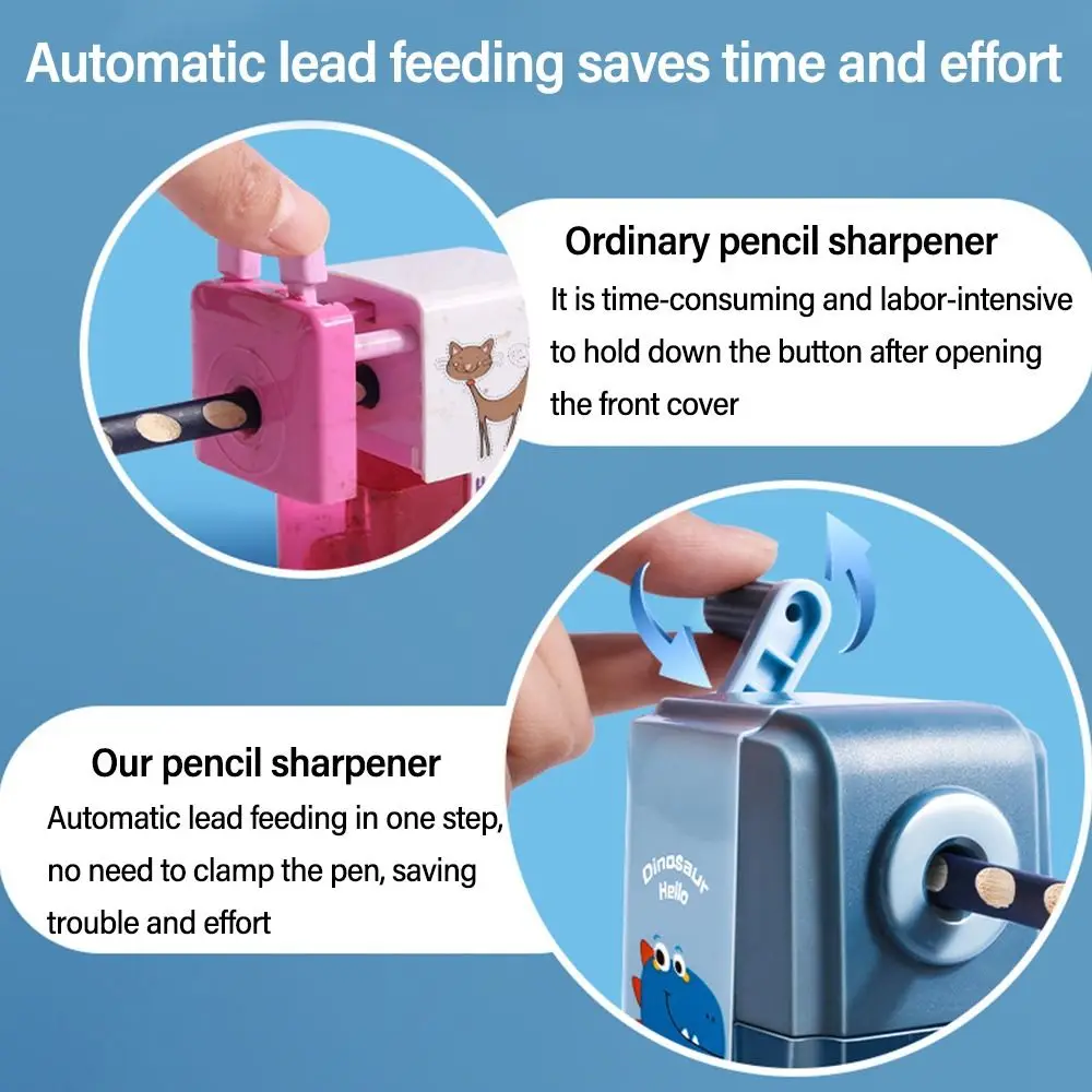 학생 경품 공룡 연필 숫돌, 핸드 크랭크 기계 도구, 자동 리드 입력, 접착 방지 리드, 사무실 선물