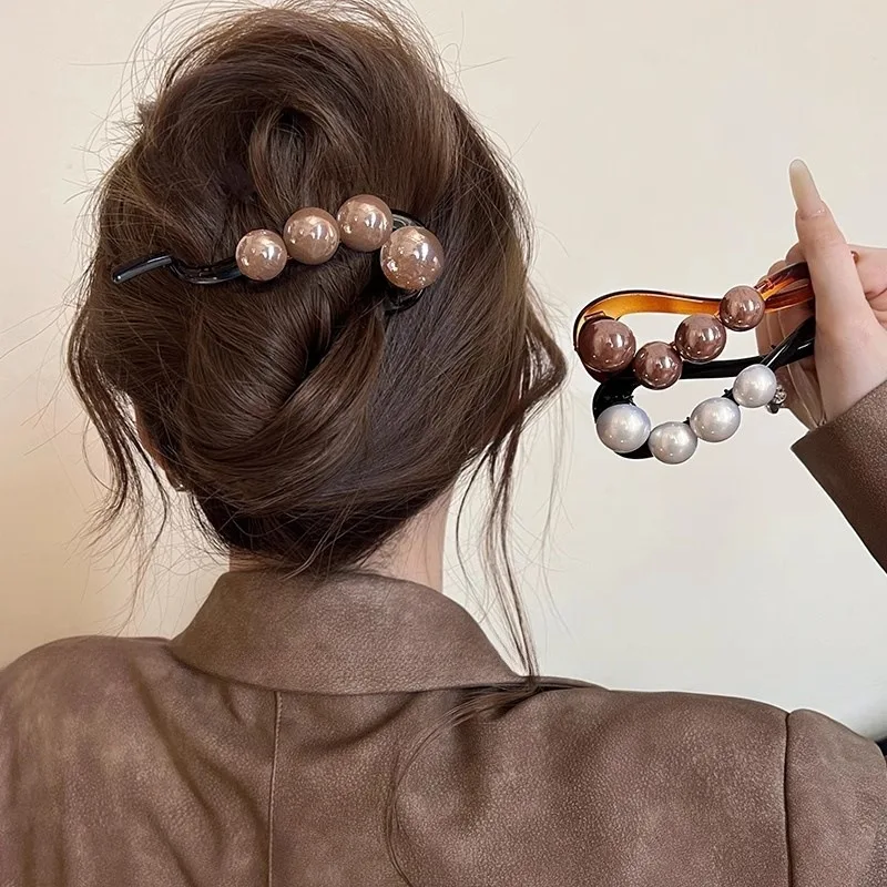 빈티지 S 모양 플러시 공 여성을위한 말린 장미 머리핀 포니 테일 트위스트 헤어 클립 패션 상어 클립 바레트 헤어 액세서리