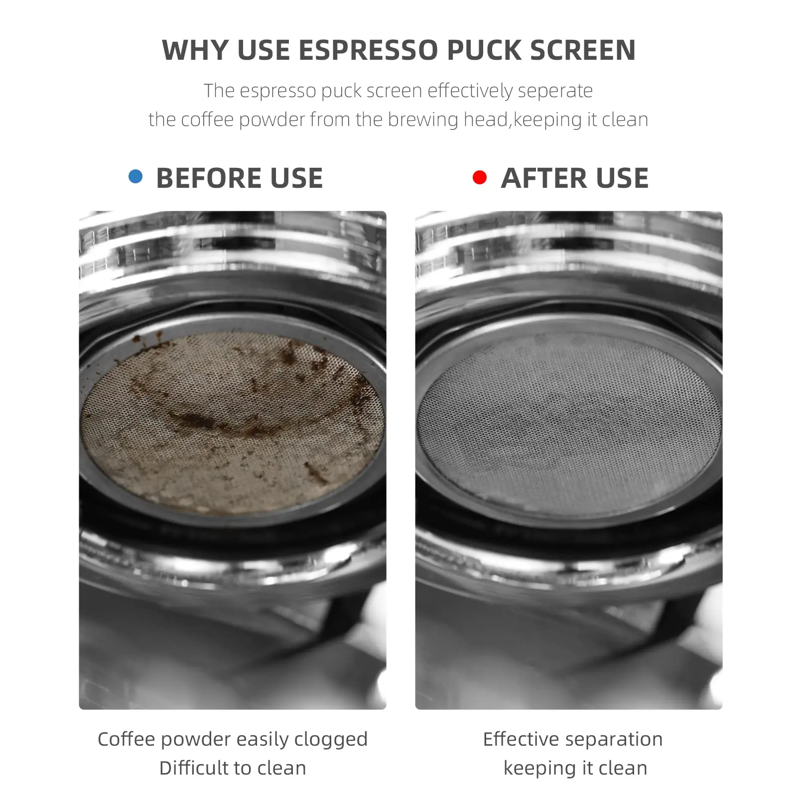 재사용 가능한 커피 필터 스크린 51/53/58mm 내열성 메쉬 스크린 Portafilter Barista 커피 에스프레소 용 퍽 스크린 만들기