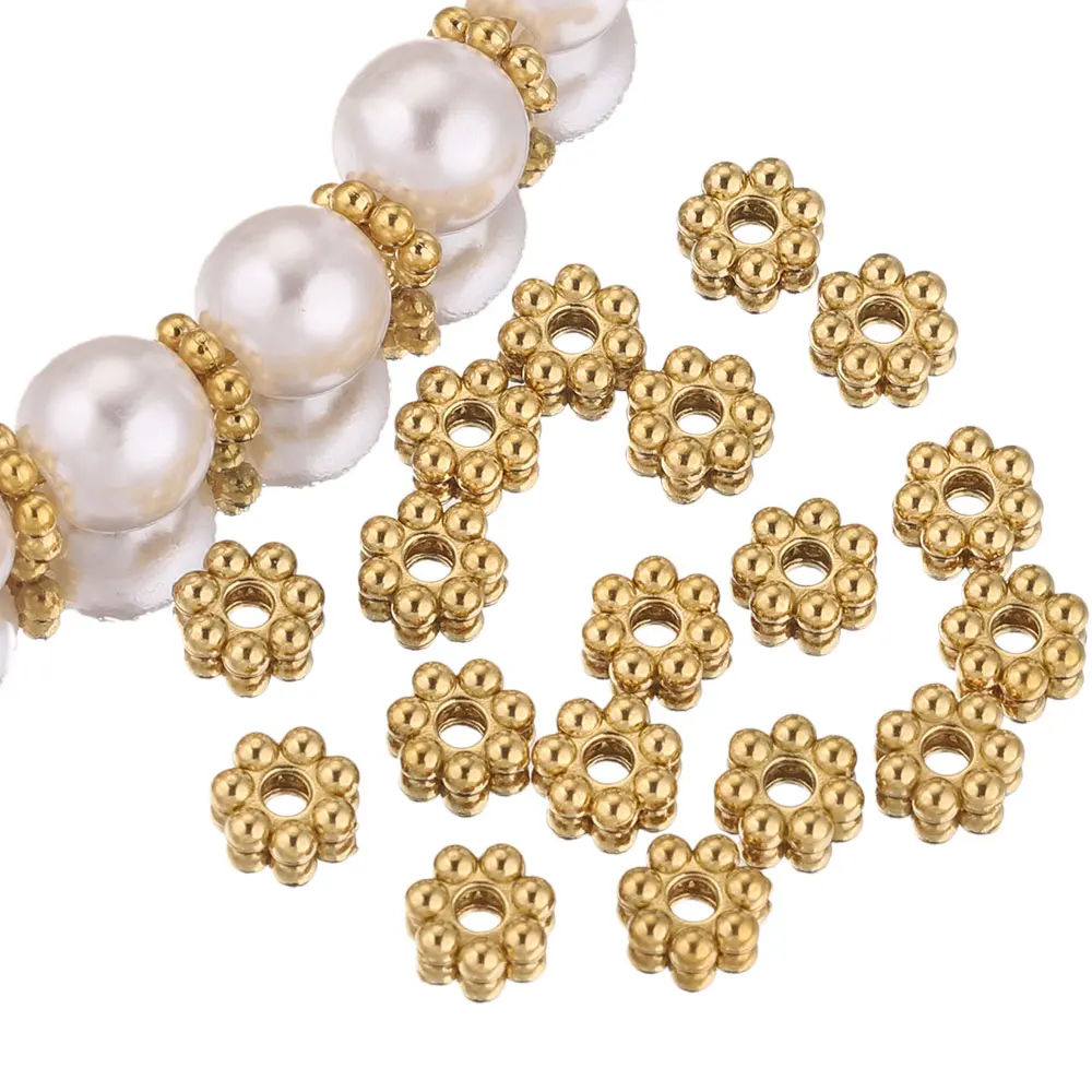 50pcs 스테인레스 스틸 데이지 눈송이 꽃 스페이서 비즈 DIY 바느질 보석에 대 한 골드 도금 느슨한 구슬 모자 팔찌 만들기 title=50pcs 스테인레스 스틸 데이지 눈송이 꽃 스페이서 비즈 DIY 바느질 보석에 대 한 골드 도금 느슨한 구슬 모자 팔찌 만들기 
