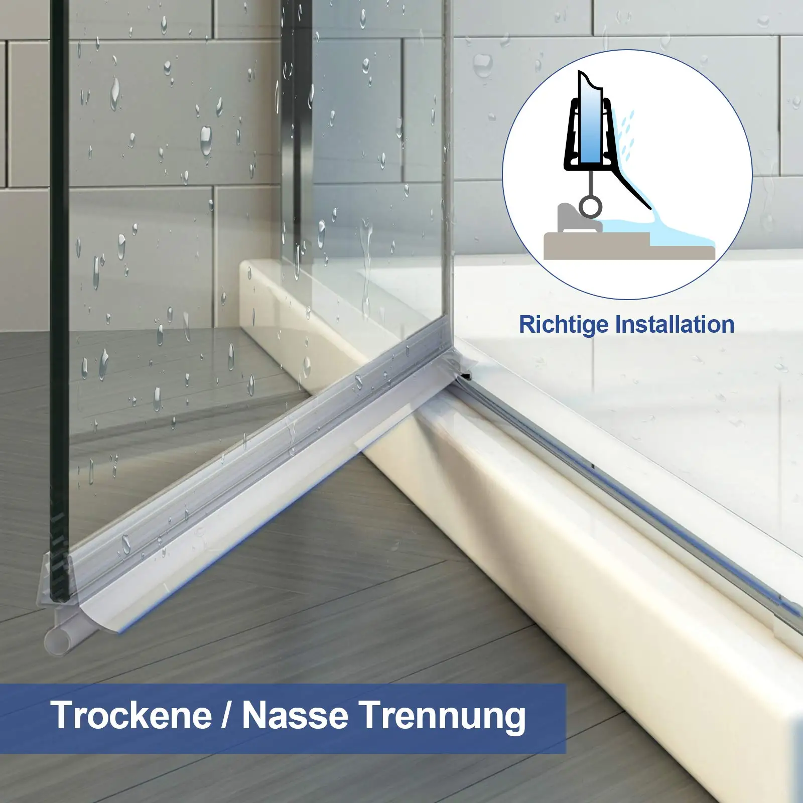 샤워 스크린 씰 스트립 6/8/10mm 욕실 도어 하단 Weatherstrip 2pcs 50cm PVC Frameless Water Deflector