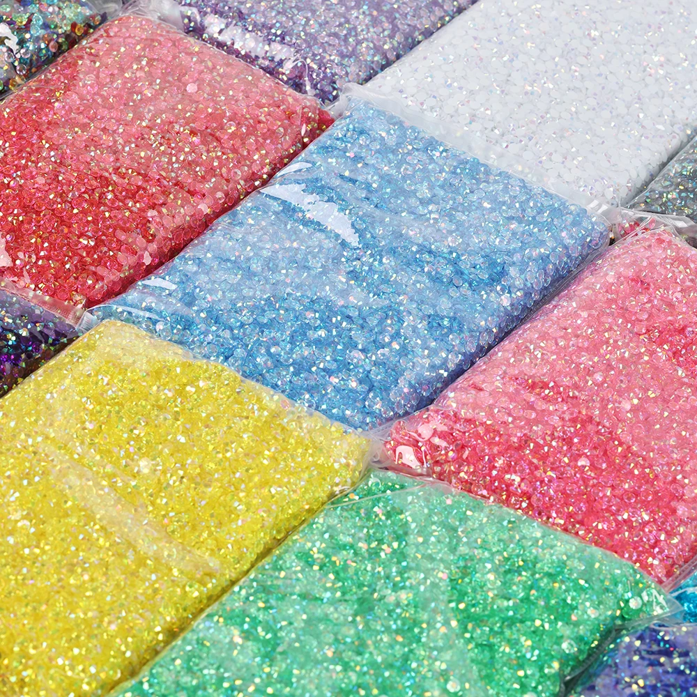 대량 도매 젤리 컬러 AB 투명 AB 2mm,3mm,4mm,5mm,6mm 패싯 플랫백 수지 라인스톤 네일 아트 의류 장식