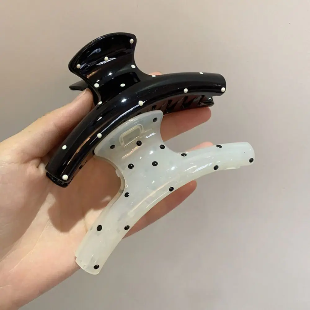 패션 리본 헤어 클립 귀여운 헤어핀 아크릴 물방울 무늬 헤어 집게 한국 스타일 큰 샤크 클립 큰 헤어 클로 소녀용