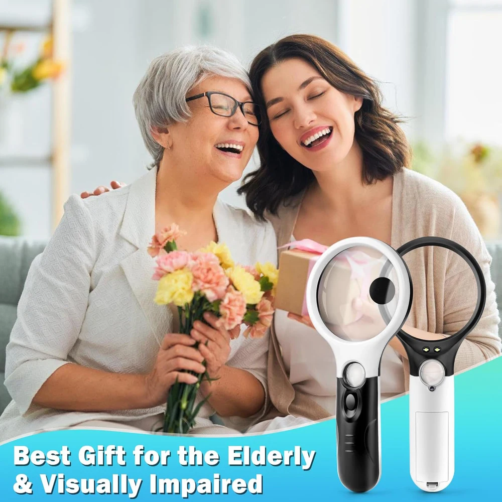 45X 전문 돋보기 쥬얼리 루페 LED 라이트 휴대용 돋보기 루파 동전 우표 어린이 노인 독서