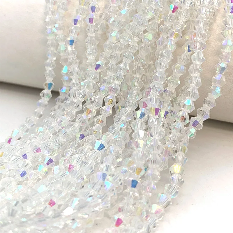 바이콘 크리스탈 비즈 면 느슨한 스페이서, 유리 비즈, 쥬얼리 제작 용품, 목걸이 팔찌 귀걸이 DIY, 3mm, 4mm, 6mm