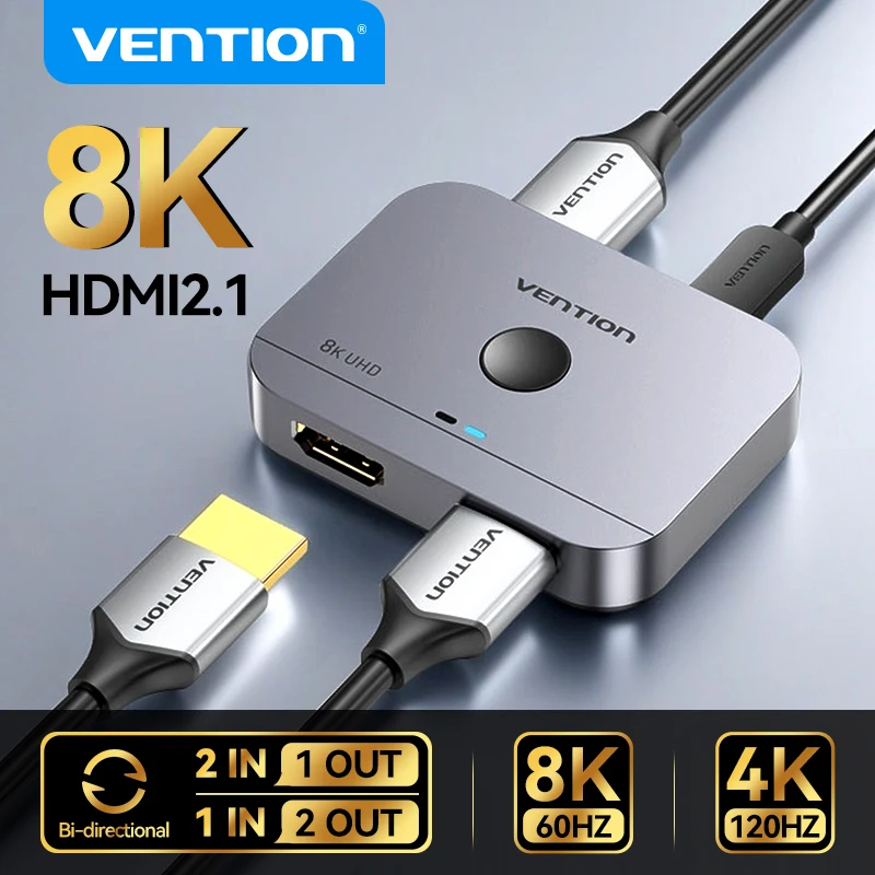 Vention HDMI 2.1 분배기 8K 60Hz 4K120Hz TV 용 양방향 2 in 1 out Xiaomi Xbox PS4 5 HDMI 호환 모니터 HDMI 스위처 title=Vention HDMI 2.1 분배기 8K 60Hz 4K120Hz TV 용 양방향 2 in 1 out Xiaomi Xbox PS4 5 HDMI 호환 모니터 HDMI 스위처