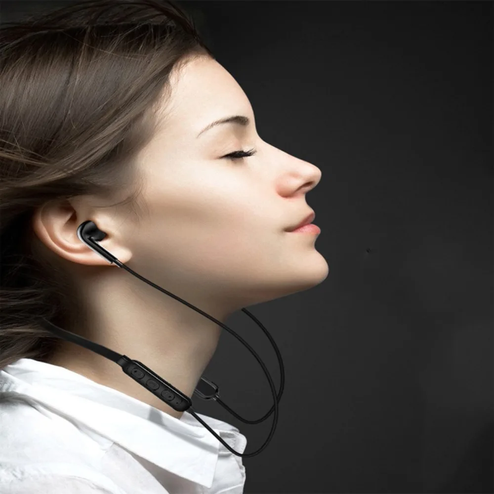 무선 블루투스 5.0 목 걸이형 스테레오 이어폰, 마이크 포함, 블루투스 헤드셋, 블루투스 헤드폰