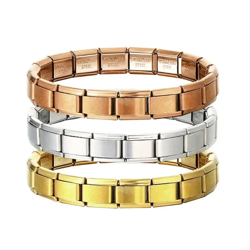 2024 새로운 인기 패션 이탈리아어 모듈 매력 링크 맞는 9mm 팔찌 스테인레스 스틸 링크 보석 만들기