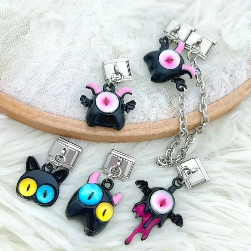 여성 패션 귀여운 작은 악마 이탈리아 매력 링크 맞는 9mm 모듈 형 별자리 팔찌 스테인레스 스틸 쥬얼리