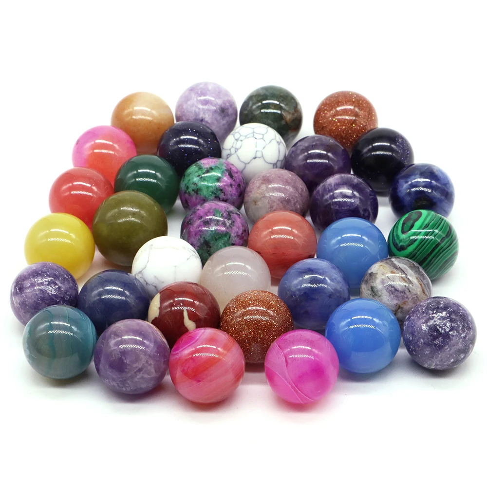 16mm 미니 천연석 크리스탈 라운드 볼 비즈 Reiki 치유 석영 자수정 마노 광물 표본 글로브 차크라 도매