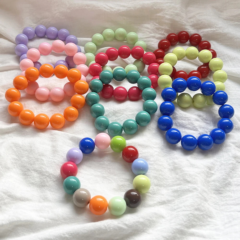 귀여운 달콤한 다채로운 아크릴 큰 구슬 Chunky 팔찌 형광 손 페르시 간단한 Bangles 여름 봄 쥬얼리 액세서리 title=귀여운 달콤한 다채로운 아크릴 큰 구슬 Chunky 팔찌 형광 손 페르시 간단한 Bangles 여름 봄 쥬얼리 액세서리