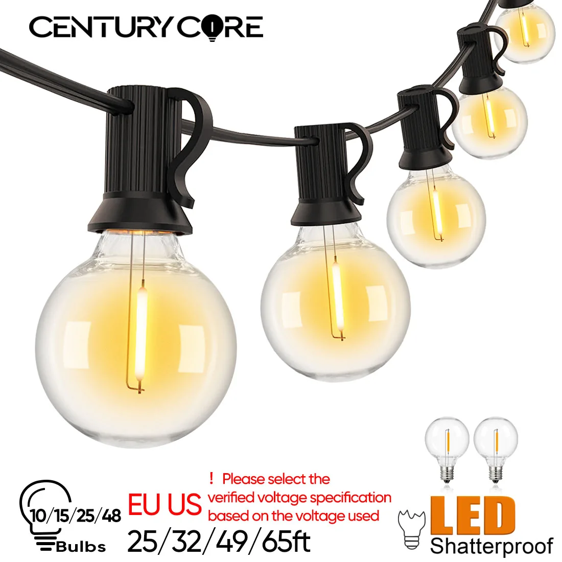 깨지지 않는 G40 조명 화환 220V 110V Led 문자열 빛 E12 방수 연결 가능한 야외 뒷마당 크리스마스 조명 장식 title=깨지지 않는 G40 조명 화환 220V 110V Led 문자열 빛 E12 방수 연결 가능한 야외 뒷마당 크리스마스 조명 장식 