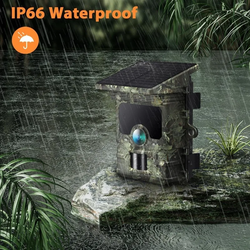 30MP 2K 태양 전지 패널 사냥 카메라 적외선 야간 모니터링 야생 동물 트랩 트레일 카메라 비디오 사진 레코더 캠