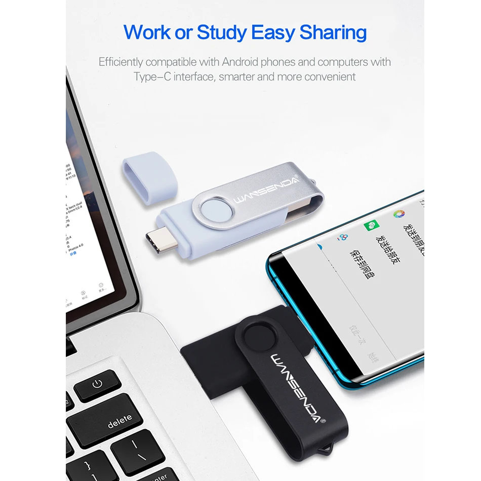 Wansenda USB 플래시 드라이브 512GB 256GB USB 3.0 펜 드라이브 128GB Cle USB 스틱 유형 C Android/PC 64GB Pendrive 32GB Memoria USB
