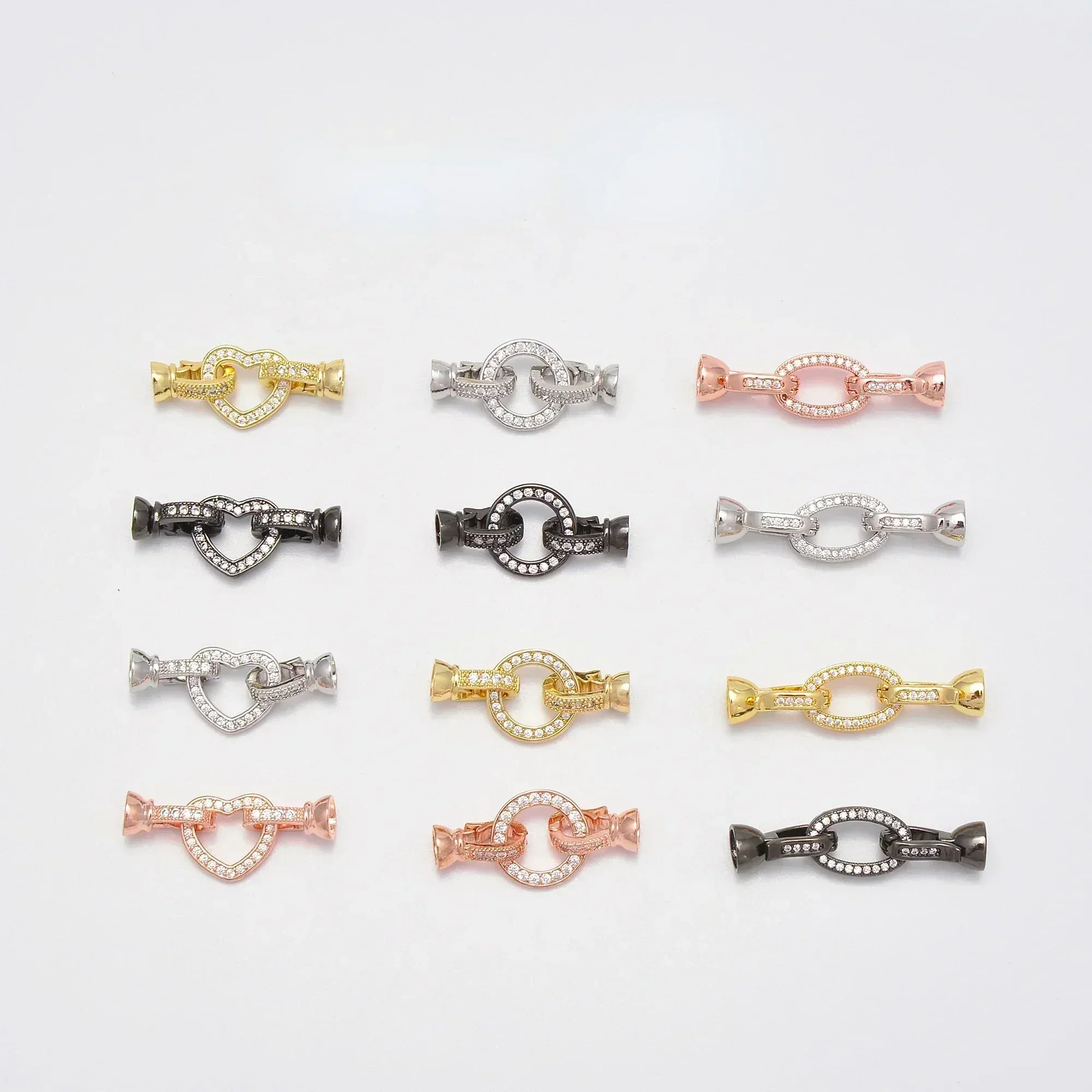 쥬얼리 제작용 포장 지르콘 커넥터, DIY 목걸이 팔찌 체인 액세서리, 금/실버 색상, 원형 하트 모양 부품, 1 개 title=쥬얼리 제작용 포장 지르콘 커넥터, DIY 목걸이 팔찌 체인 액세서리, 금/실버 색상, 원형 하트 모양 부품, 1 개 