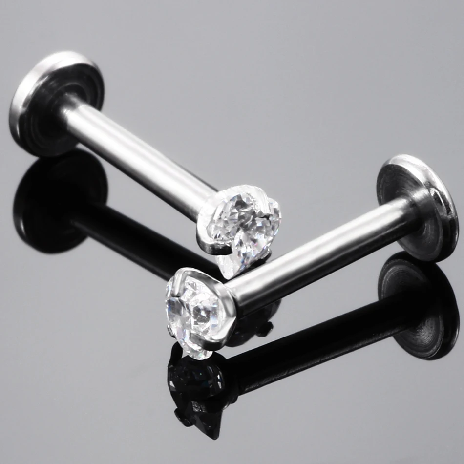 16G 14G 지르콘 Labret 피어싱 립 스터드 링 스테인레스 스틸 귀 Tragus 연골 헬릭스 피어싱 Conch Rook Lobe 스터드 귀걸이