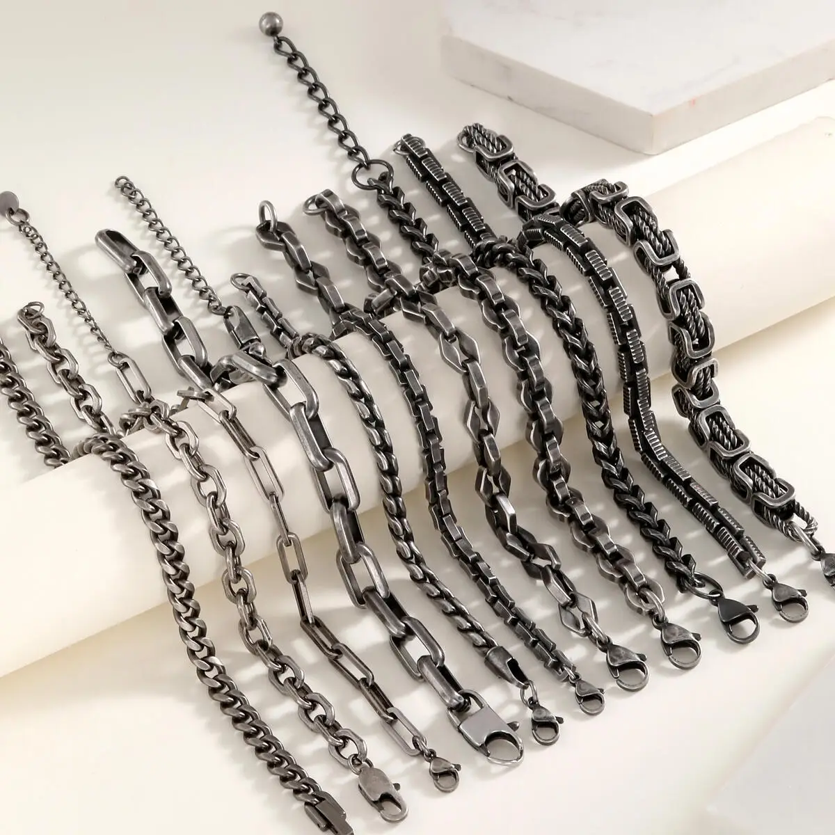 남성용 청키 비잔틴 팔찌, 레트로 그레이, 스테인레스 스틸 브레이드 링크 손목 밴드, 소년용 빈티지 쥬얼리 선물, 8mm title=남성용 청키 비잔틴 팔찌, 레트로 그레이, 스테인레스 스틸 브레이드 링크 손목 밴드, 소년용 빈티지 쥬얼리 선물, 8mm 