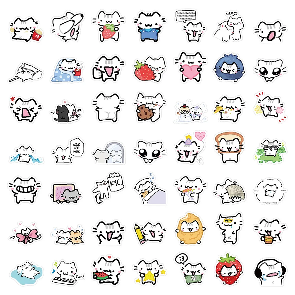 10/30/72PCS 라인 새끼 고양이 일일 낙서 스티커 노트북 전화에 대 한 귀여운 고양이 만화 데 칼 기타 컵 스케이트 보드 방수 스티커