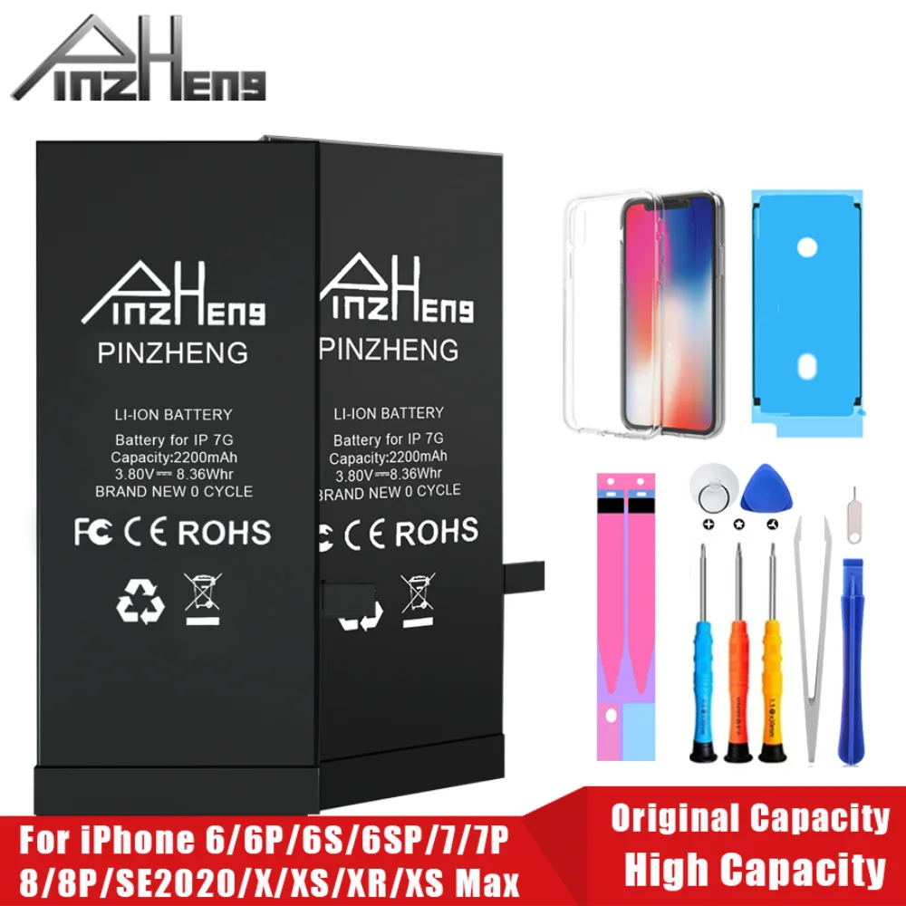 PINZHENG iPhone 8 SE2020 6 6S 7 8Plus X Xs Max Xr 전화 교체 배터리 용 실제 고용량 배터리 보증 1 년 title=PINZHENG iPhone 8 SE2020 6 6S 7 8Plus X Xs Max Xr 전화 교체 배터리 용 실제 고용량 배터리 보증 1 년 