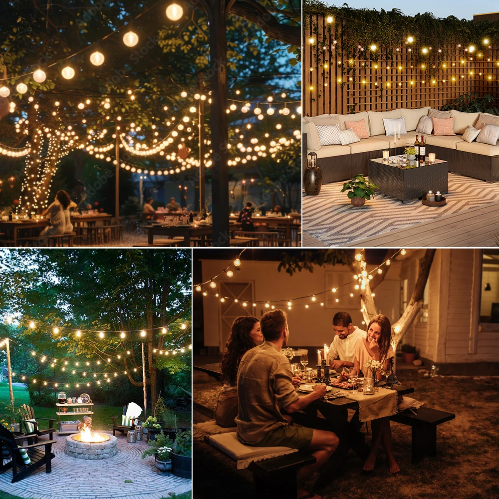 G40 야외 태양 문자열 빛 갈 랜드 LED 태양 문자열 조명 24V 글로브 방수 매달려 조명 정원 뒷마당 카페