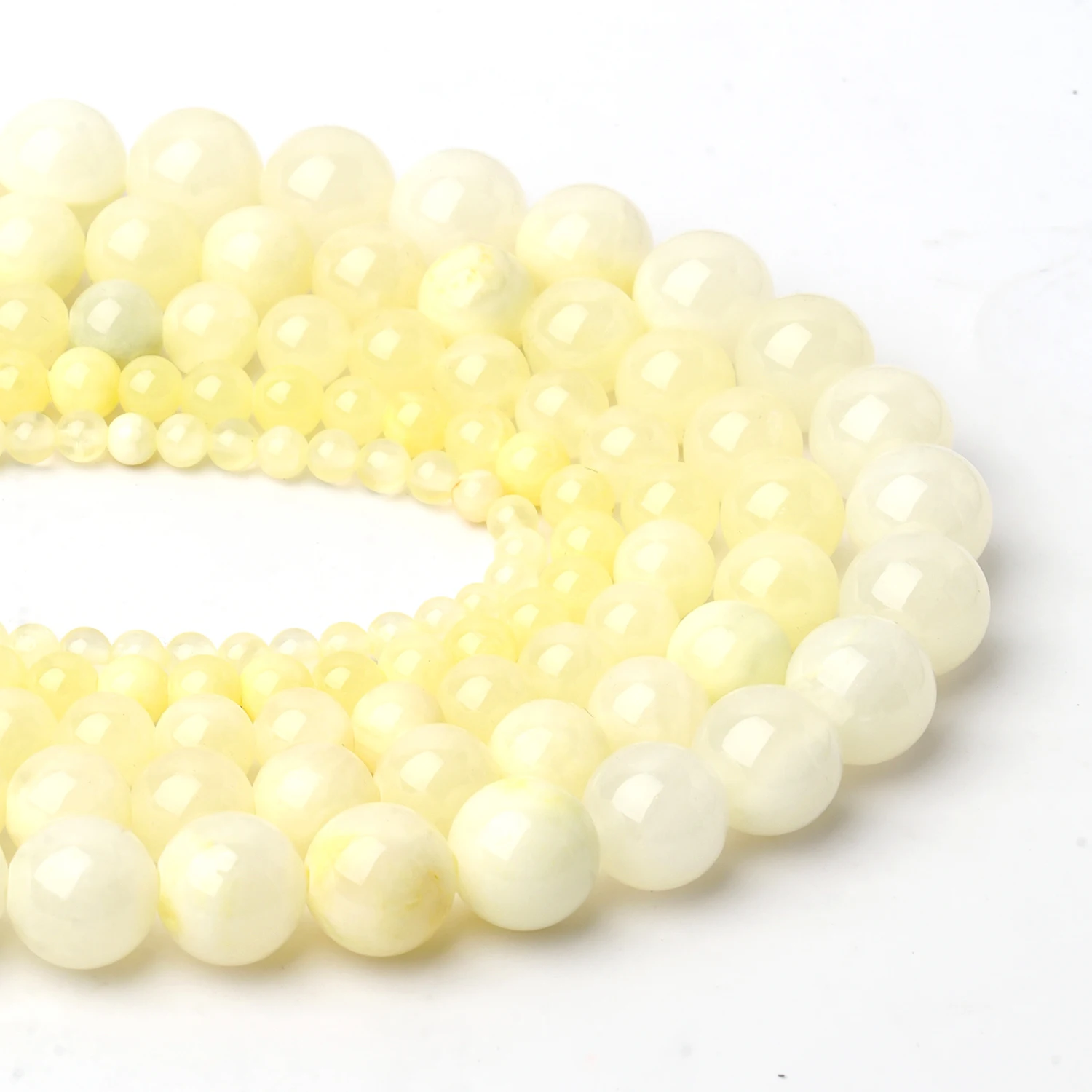 주얼리 제작용 천연석 옥 라운드 루즈 비즈, AA 라이트 옐로우 옥세도니 비즈, DIY 참 팔찌, 15 인치, 4mm, 6mm, 8mm, 10mm, 12mm