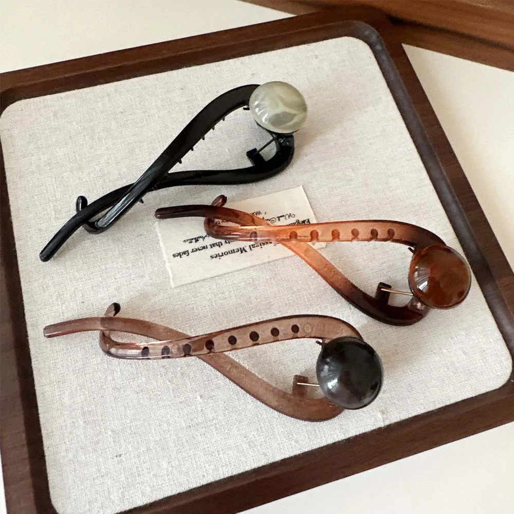 레트로 S 모양 포니 테일 트위스트 헤어 클립 새로운 패션 멀티 컬러 트위스트 중공 상어 클립 머리 장식 헤어 액세서리 선물