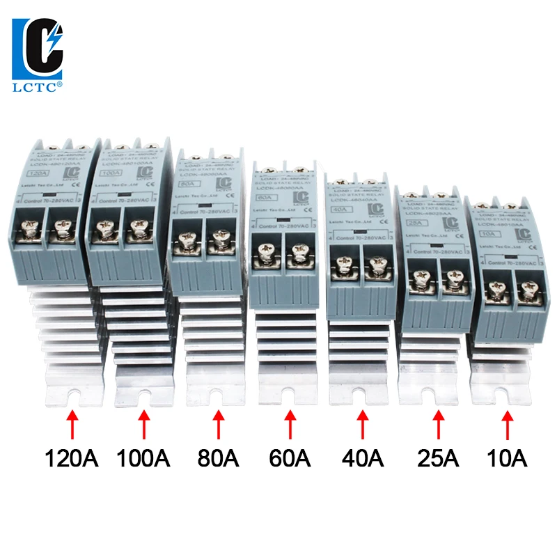 SSR 솔리드 스테이트 릴레이 DIN 레일 릴레이(방열판 포함) 10A 25A 40A 60A 80A 100A 120A DC - AC DC - DC AC - AC 단상 제어