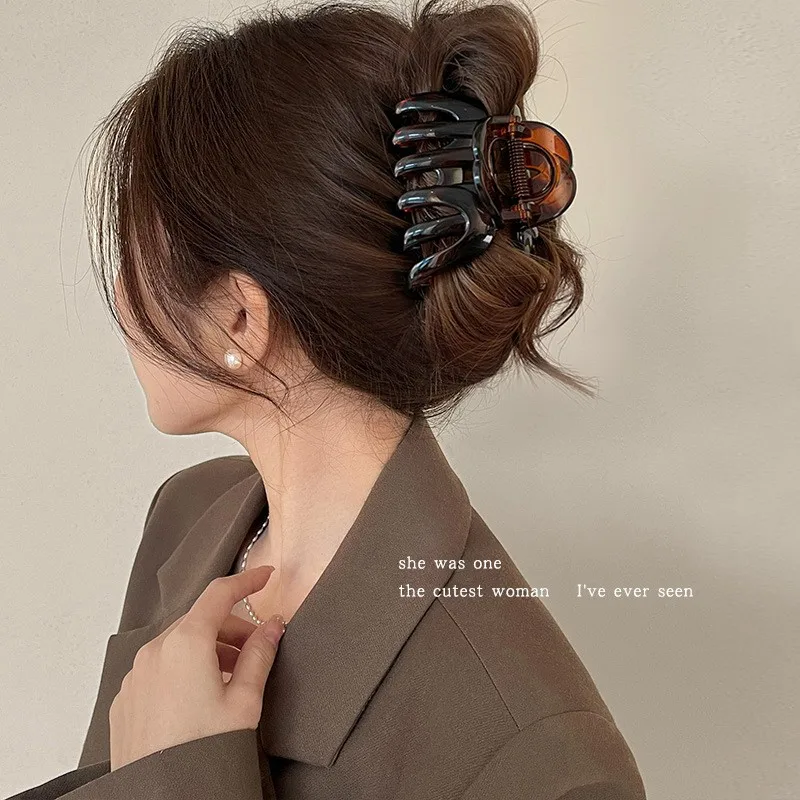 대형 속이 빈 머리 발톱 클립 크랩 클램프 여자 여자 포니 테일 큰 PC 플라스틱 머리핀 머리핀 헤어 액세서리 패션