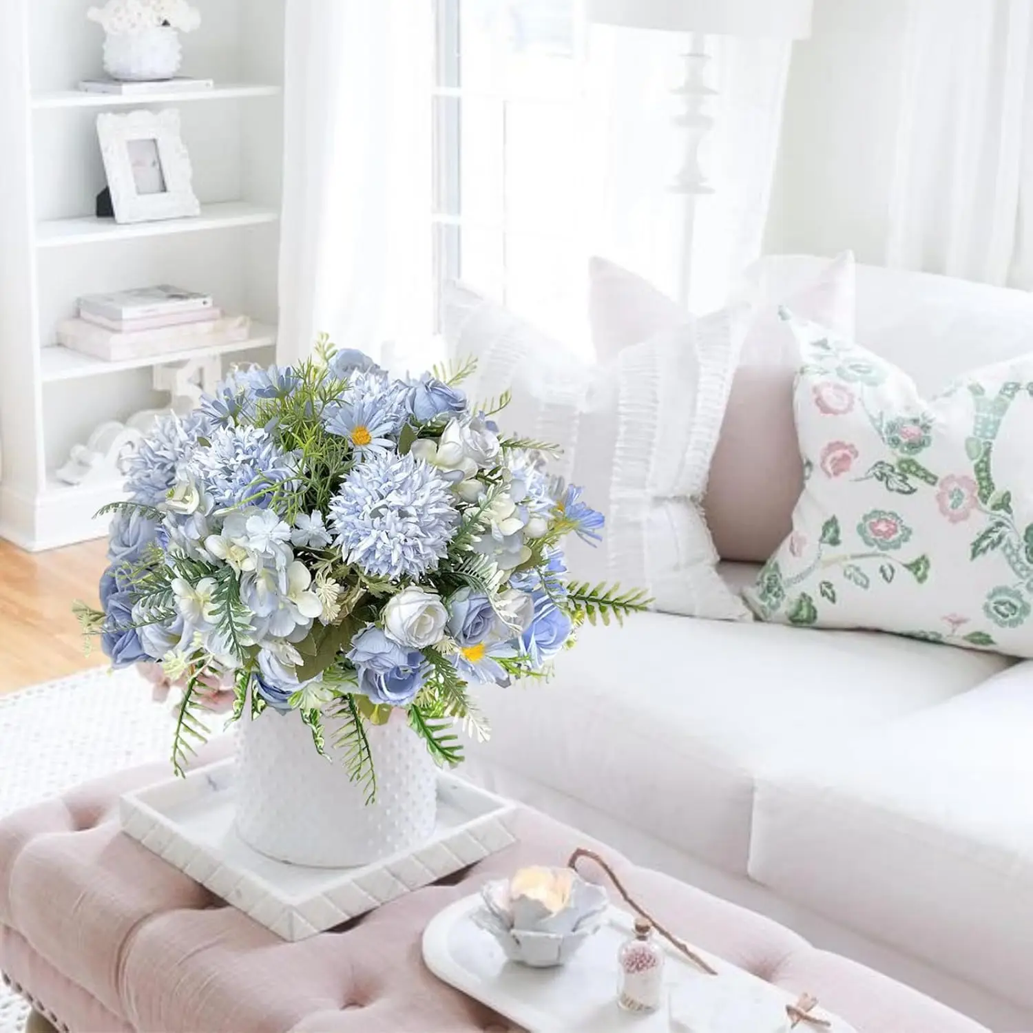 1PC 인공 꽃 웨딩 홈 침실 장식 신부 꽃다발 정원 가짜 실크 장미 수국 꽃병 보드 야외