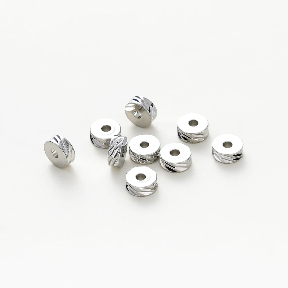 50Pcs 4/5/6mm 14K/18K 골드 도금 황동 라운드 대각선 컷 비즈 플랫 라운드 스페이서 비즈 DIY 보석 만들기 용품 도매