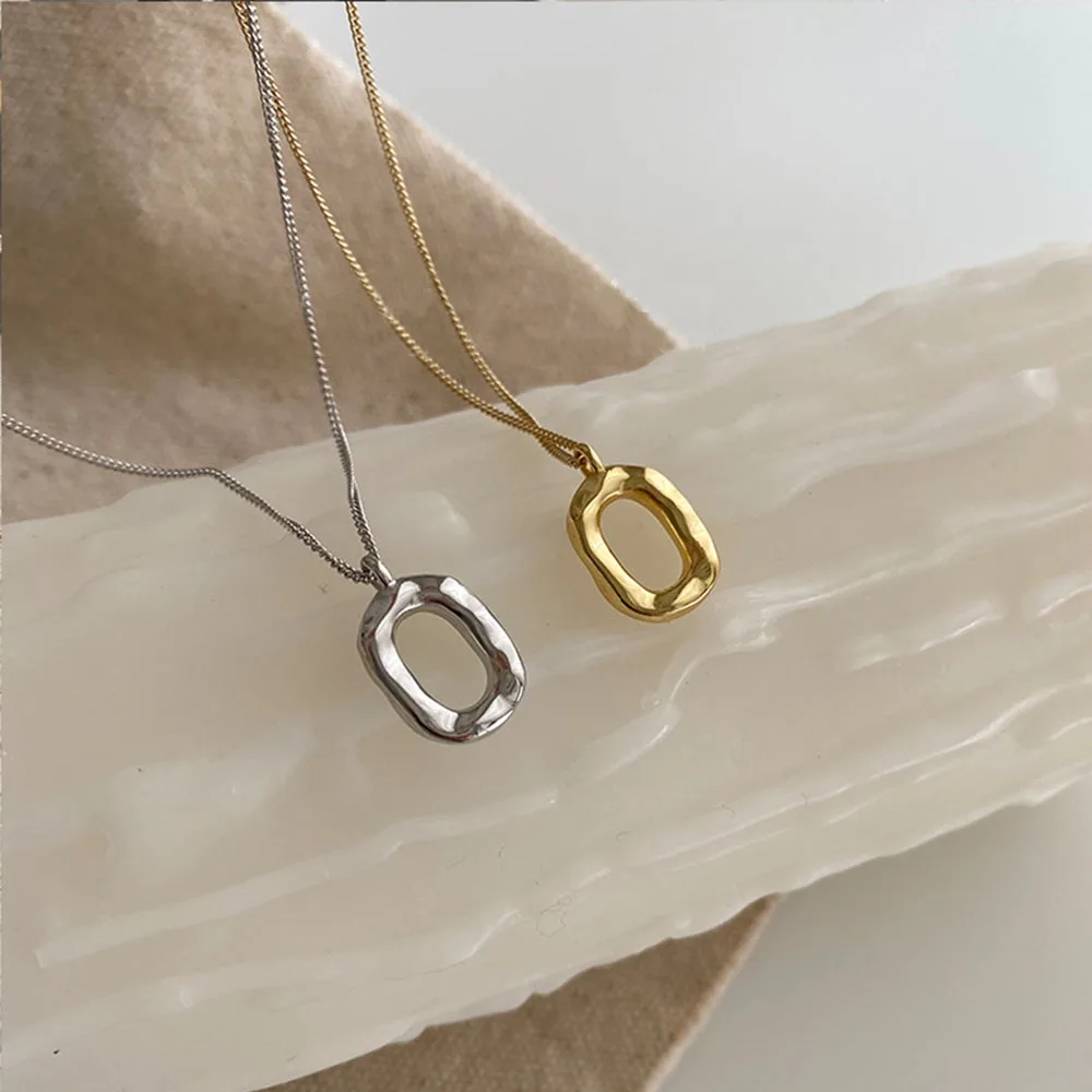 여성용 주얼리 초커 펜던트, 미니멀리스트 스타일, 925 스털링 실버, 맞춤형 타원형 도넛 목걸이 쇄골 체인