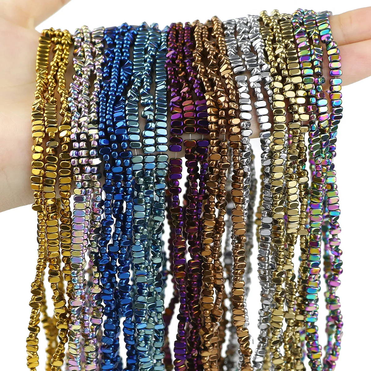 천연 적철광 스톤 사각형 스페이서 느슨한 비즈, 주얼리 제작용, DIY 팔찌 목걸이 귀걸이 액세서리, 4x2mm, 180 개 title=천연 적철광 스톤 사각형 스페이서 느슨한 비즈, 주얼리 제작용, DIY 팔찌 목걸이 귀걸이 액세서리, 4x2mm, 180 개