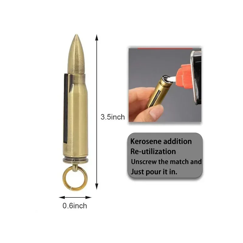 금속 키 체인 일치 라이터, 휴대용 레트로 방수 라이터, 긴급 생존 장비 라이터 바베큐 캠핑 선물