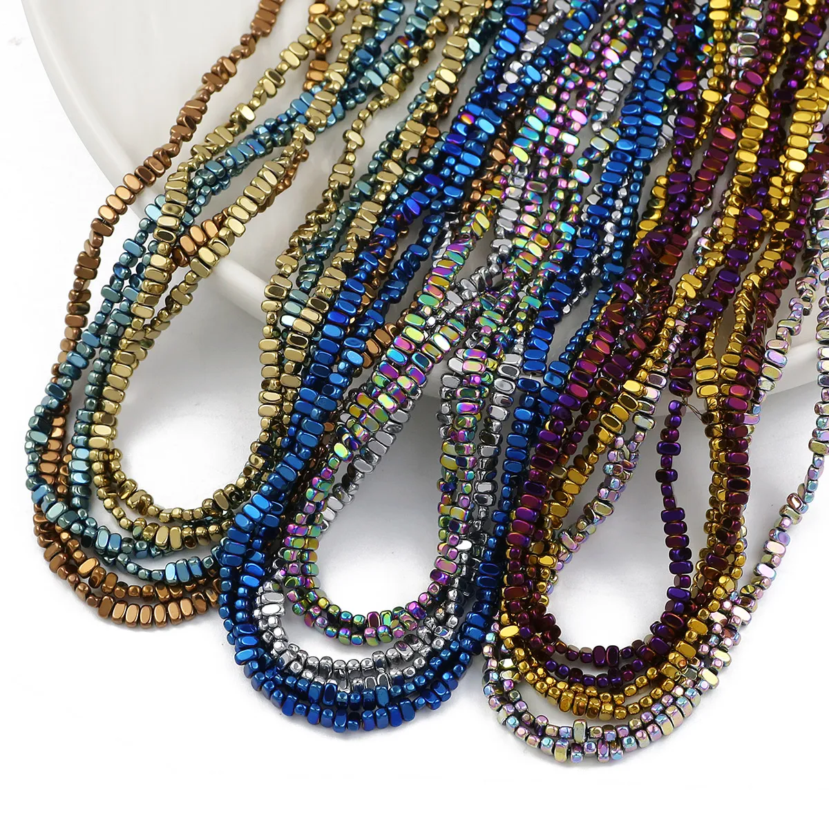 천연 적철광 스톤 사각형 스페이서 느슨한 비즈, 주얼리 제작용, DIY 팔찌 목걸이 귀걸이 액세서리, 4x2mm, 180 개