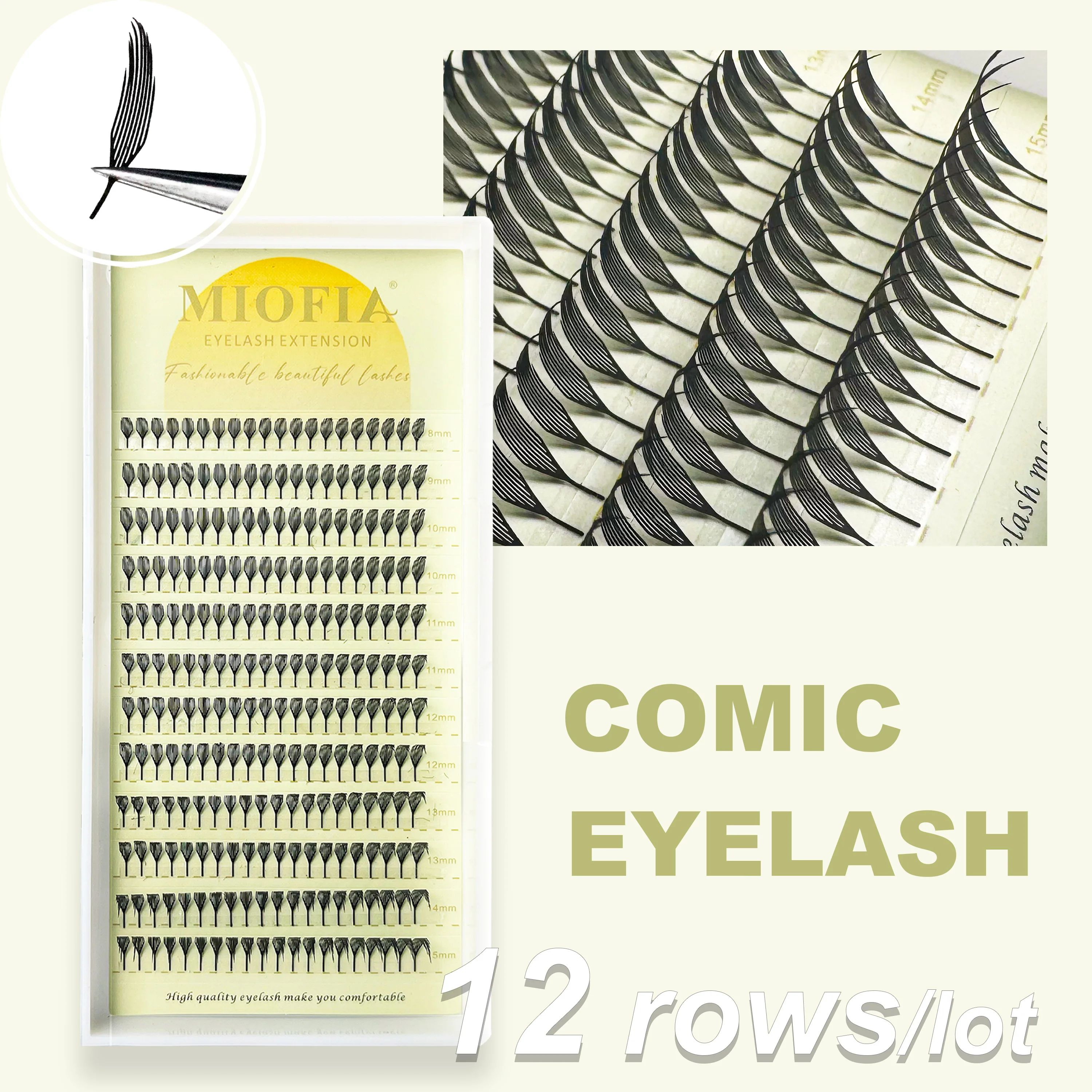 Anime Spire 속눈썹 연장 깃털 모양 C/D 컬 미리 만들어진 팬 타워 속눈썹 부드럽고 가벼운 만화 효과 거짓 속눈썹 메이크업