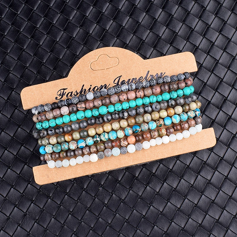 4mm 6mm 미니 에너지 매력 팔찌 천연 돌 비즈 요가 치유 팔찌 쥬얼리 여성 남성 최고의 친구 선물 Dropshipping