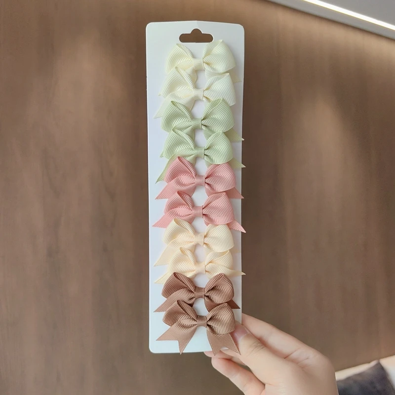 10 개/대 귀여운 소녀를위한 솔리드 BB 헤어 클립 리본 Bowknots 부티크 바레트 헤어핀 모자를 쓰고 있죠 헤어 액세서리 선물
