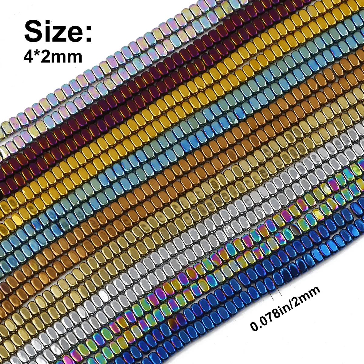 천연 적철광 스톤 사각형 스페이서 느슨한 비즈, 주얼리 제작용, DIY 팔찌 목걸이 귀걸이 액세서리, 4x2mm, 180 개